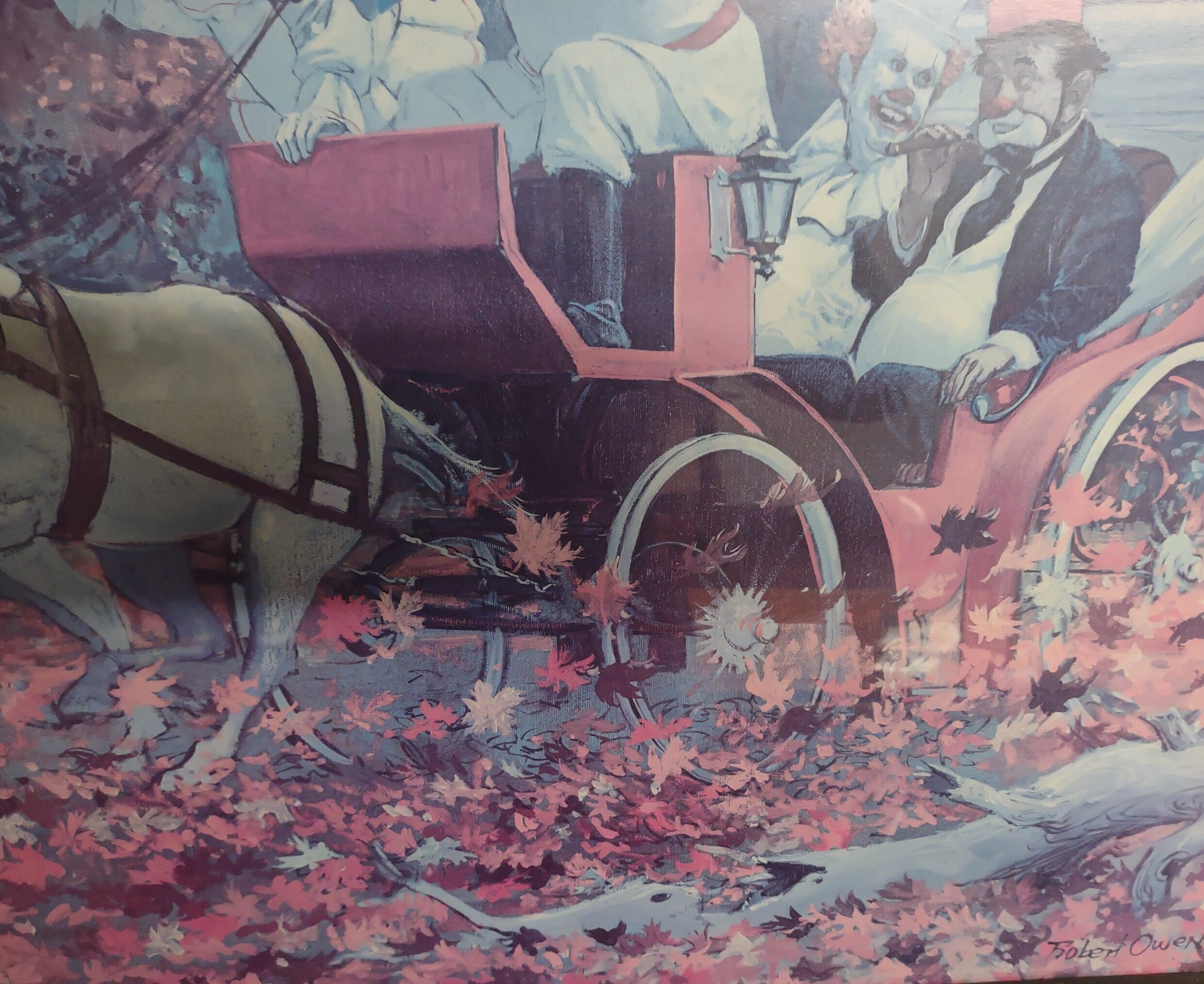 Clown Pink Robert Owen Once Around the Park Picture ONLY 28" x 22" (lot 3319c)