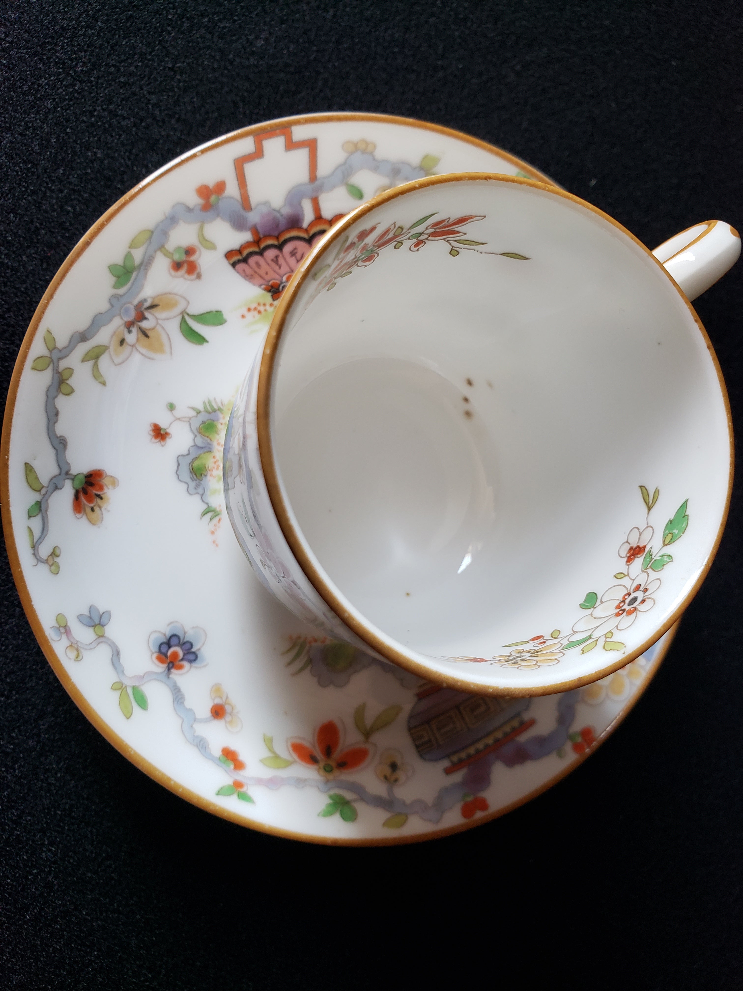 Vintage Royal Worcester Higgins Seiter Butterfly Demitasse Cup Saucer (lot 2124)