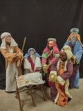 Vintage Christmas Nativity Set Cloth Mary Joseph Wise Men Baby 30" (Lot 1300)