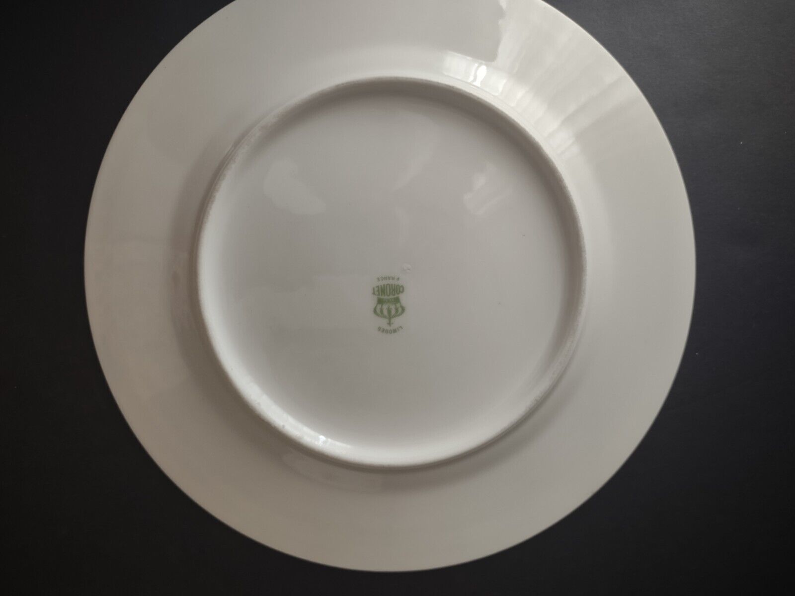 Coronet Limoges France 4 x Dinner Plate Mint Band Gold Trim Pink Rose (lot 550)