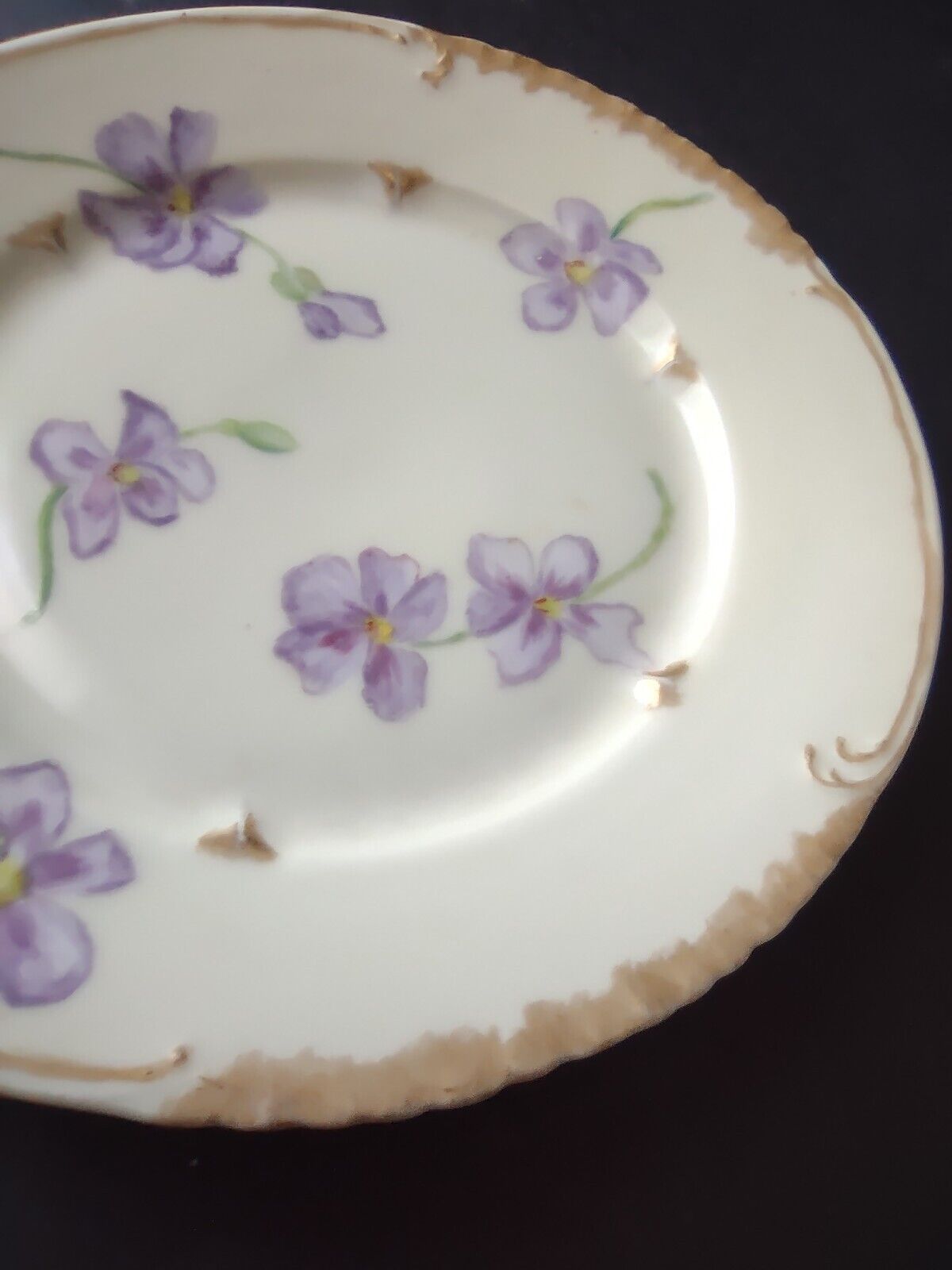 Vintage CFH GDM Field Haviland Limoges France Plate Purple Pansy 6-1/4" (lot 498