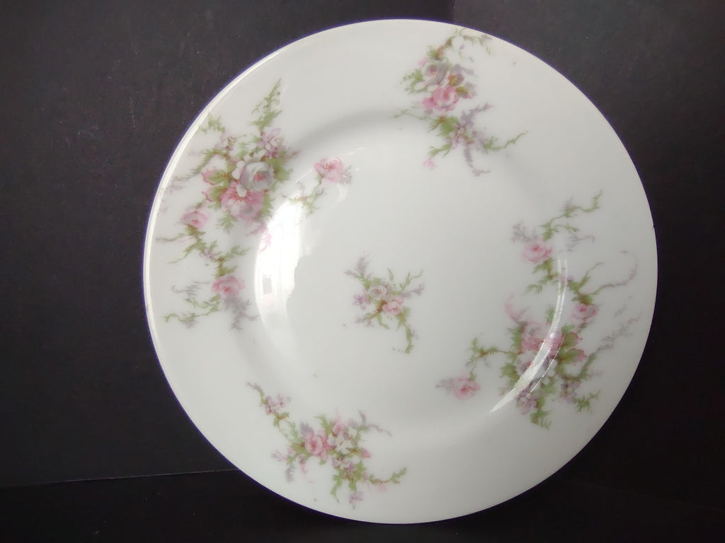 Haviland Limoges Bread/Butter Plate Pink White Cabbage Rose Moss (lot 905)