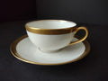 Haviland Limoges France Sophisticated Gold Trim White Teacup & Saucer (lot 656)