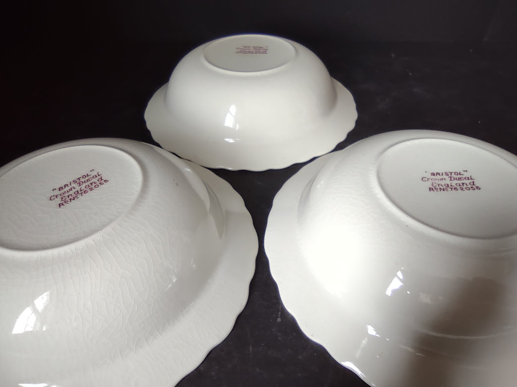 Vintage Crown Ducal England Ironstone Bristol Soup Cereal Bowl x 3 (lot 5636)