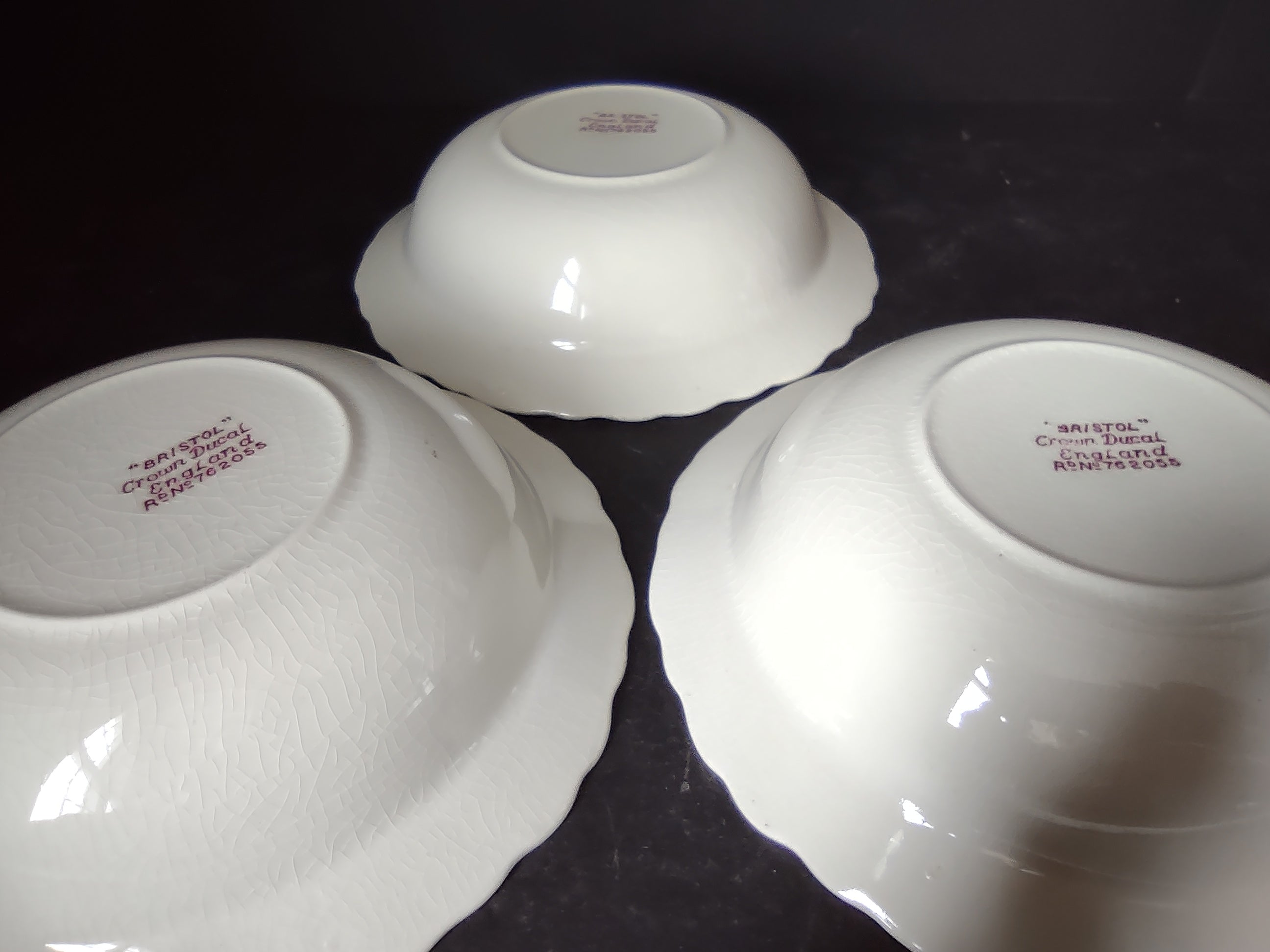Vintage Crown Ducal England Ironstone Bristol Soup Cereal Bowl x 3 (lot 5636)