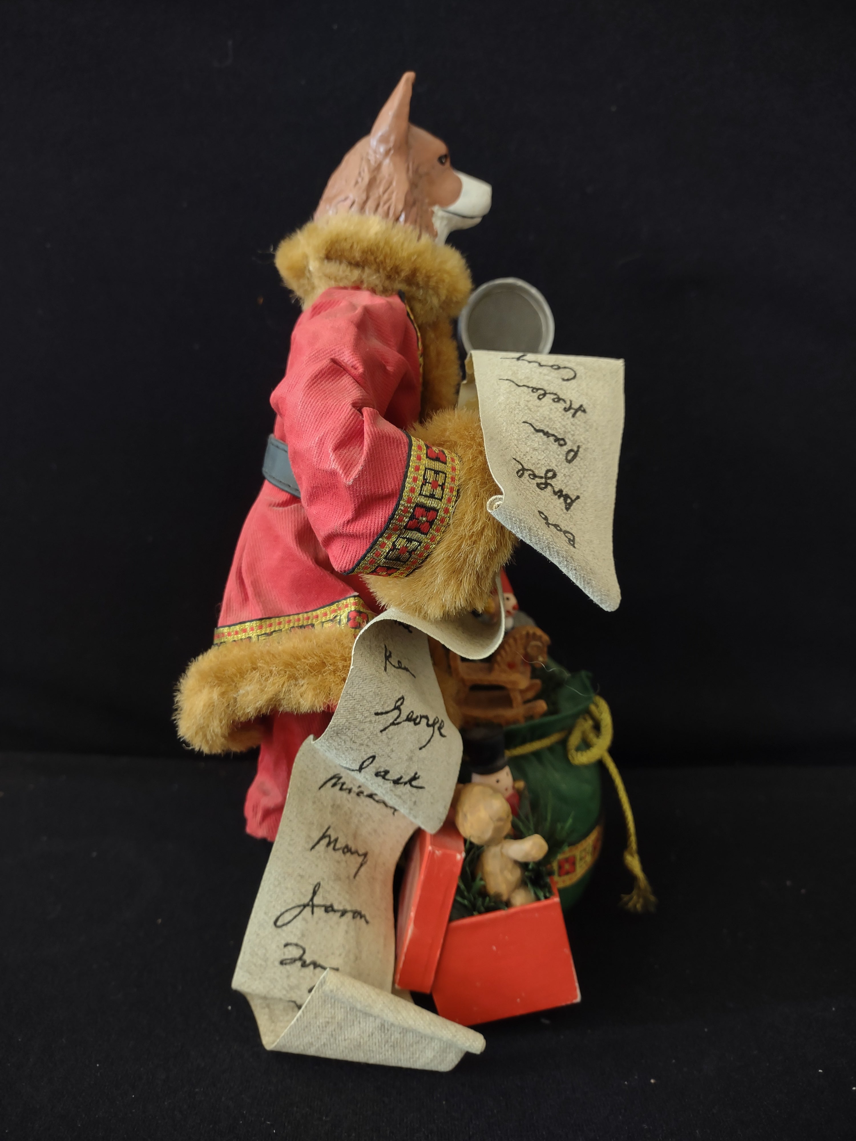 Vintage Christmas Suit Santa Dog Nice List Toys Figurine (Lot 3781)