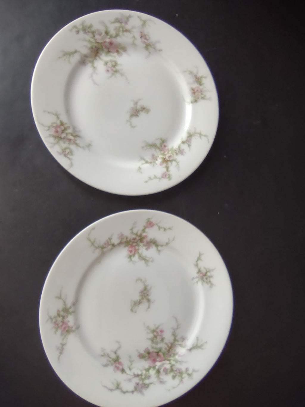 Haviland Limoges 2 x Dessert/Salad Plate Pink White Cabbage Rose Moss (lot 903)