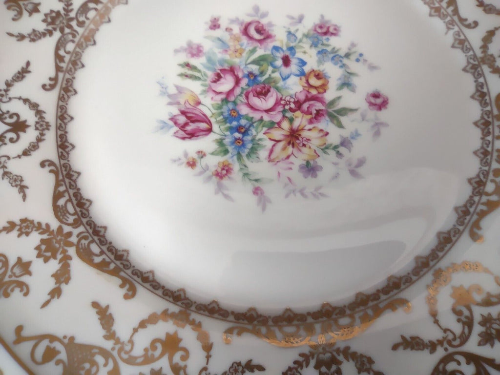 Czechoslovakia Bohemia Coronado Set of Dinner & Salad Plate Gold Flower (lot 440
