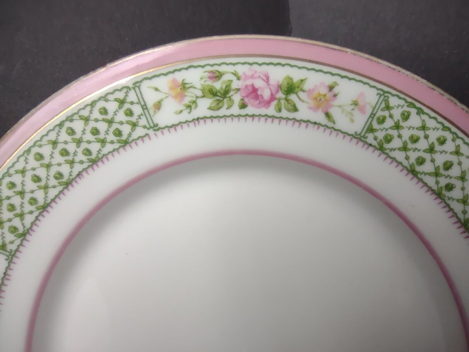 Depose France Bailey Banks Biddle Bread Butter Plate 6-1/4" Pink Green (lot 741)