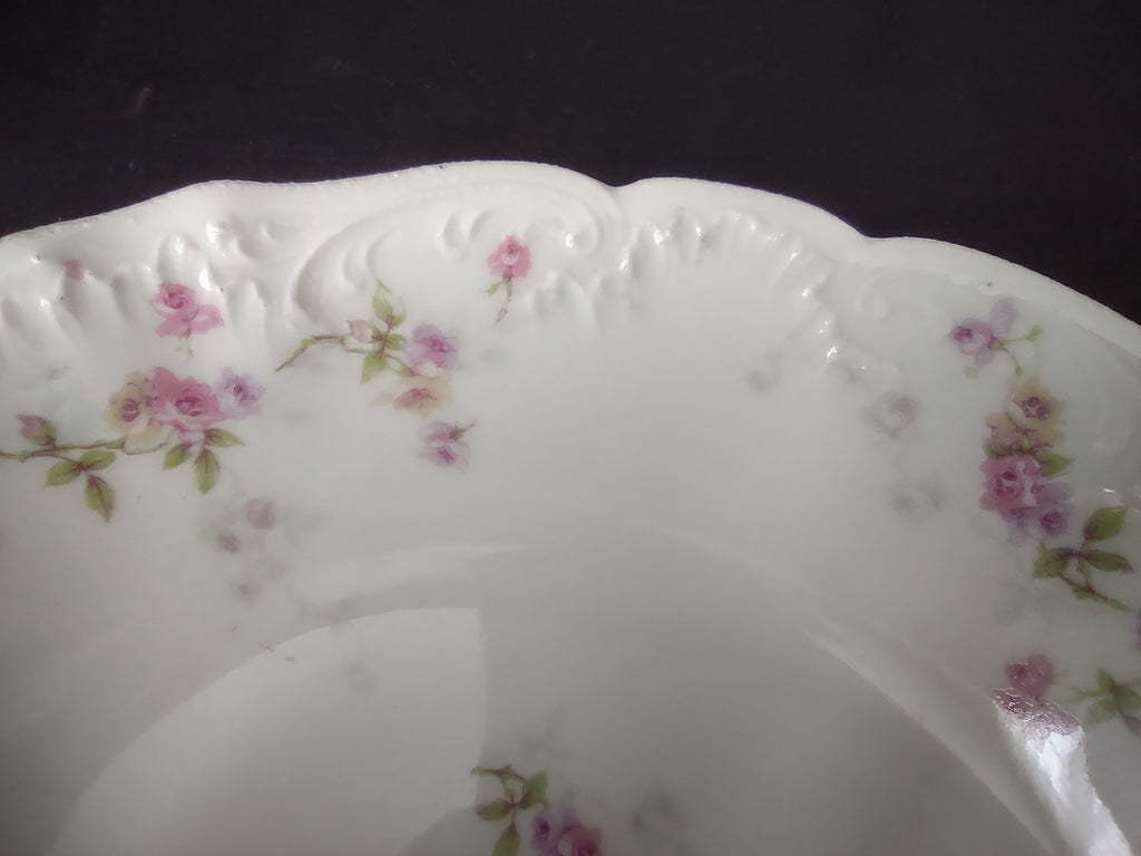 Haviland Limoges Serving Vegetable Bowl Pink Purple Yellow Rose (lot 849)