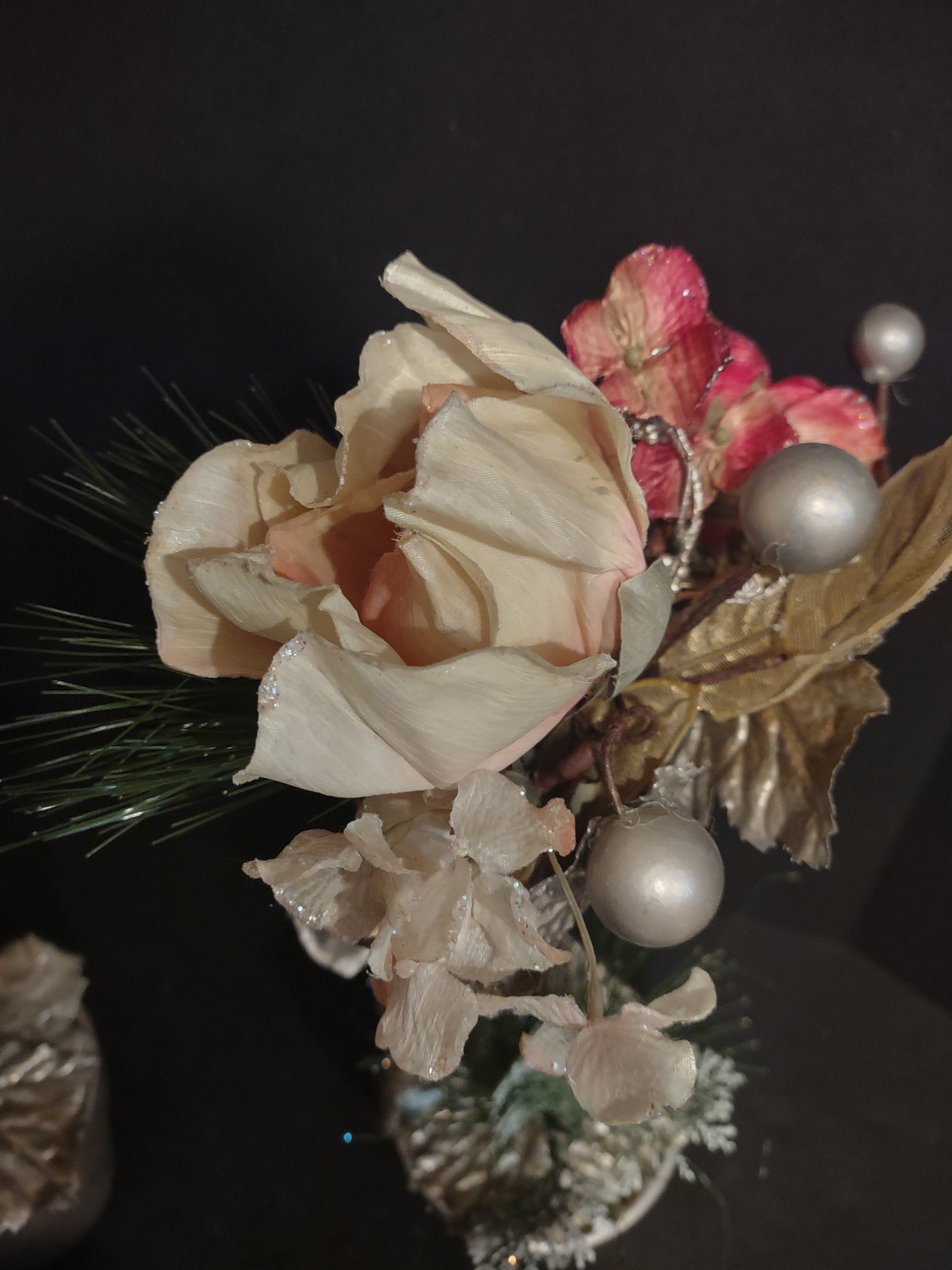 Set of 2 Topiary Holiday Christmas Tree 18" Silver and Pink Iced (lot 1266)