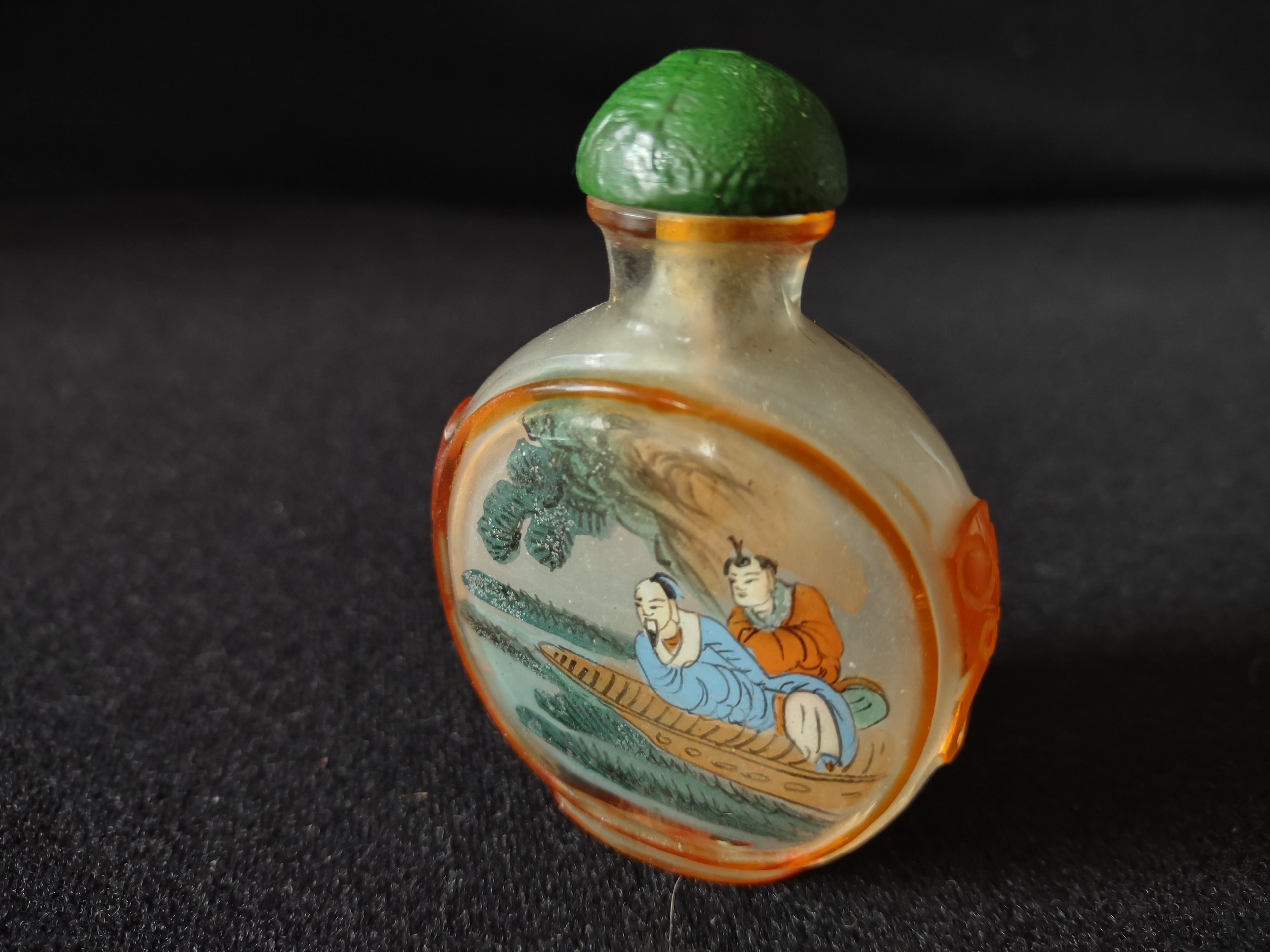 Vintage Chinese Inside Painted Snuff Bottle With Stopper (Lot 5345)