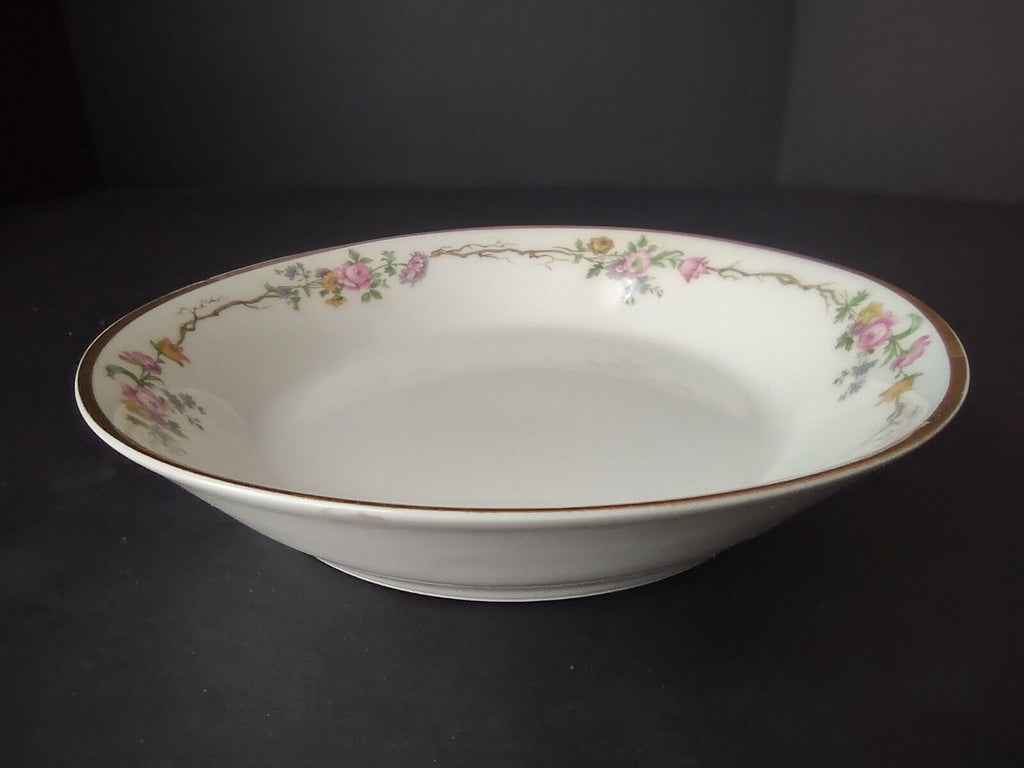 Vintage GDA Limoges Gold Coupe Soup Bowl Plate Summer Flower Garland (lot 691)