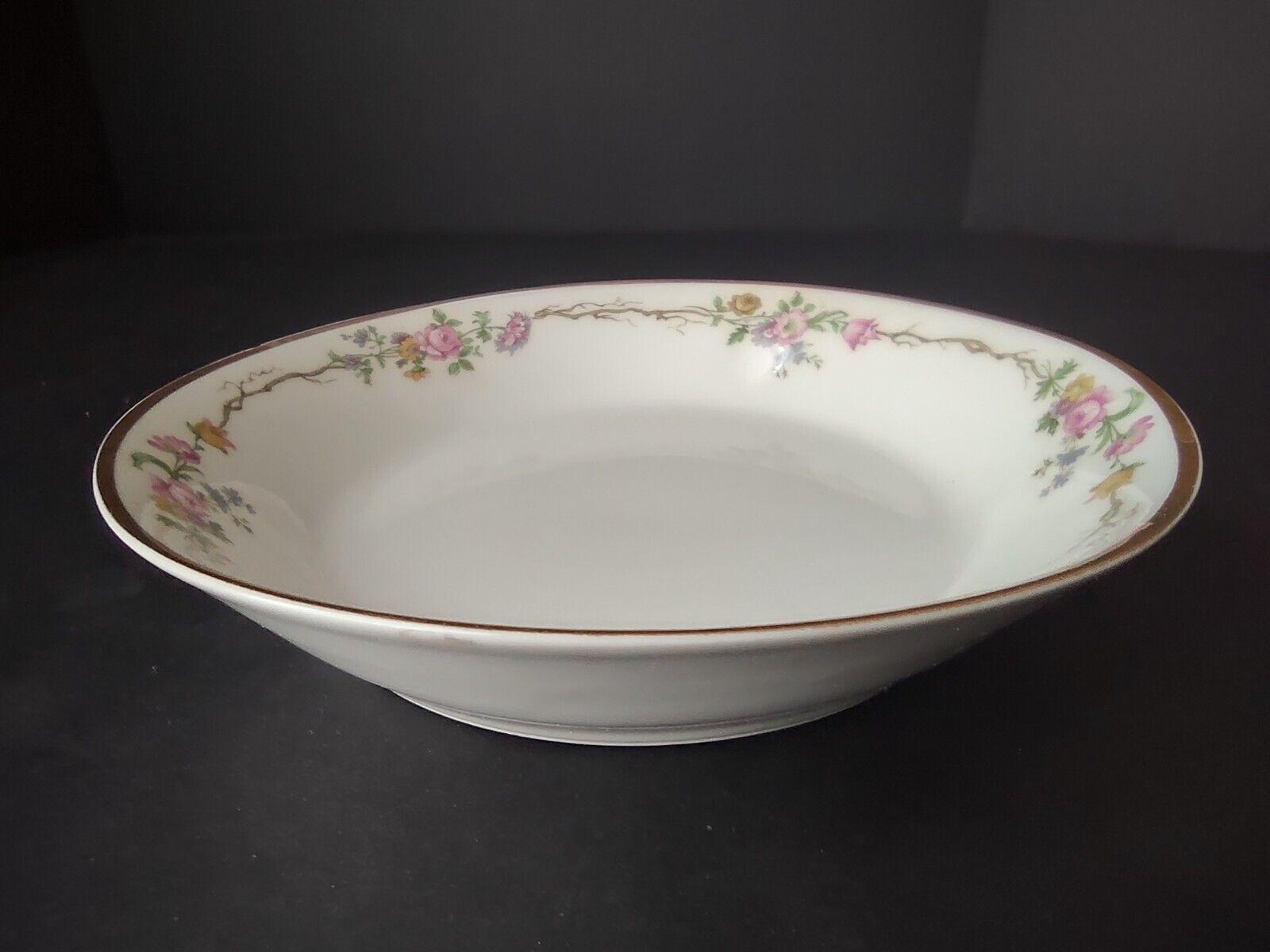 Vintage GDA Limoges Gold Coupe Soup Bowl Plate Summer Flower Garland (lot 691)