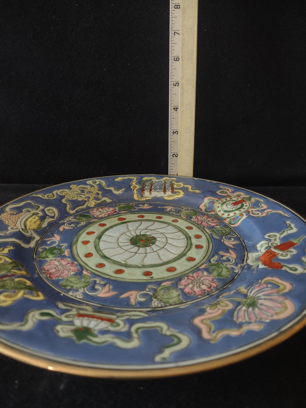 Vintage Blue Oriental 10" Plate Made In Macau (Lot 3397)
