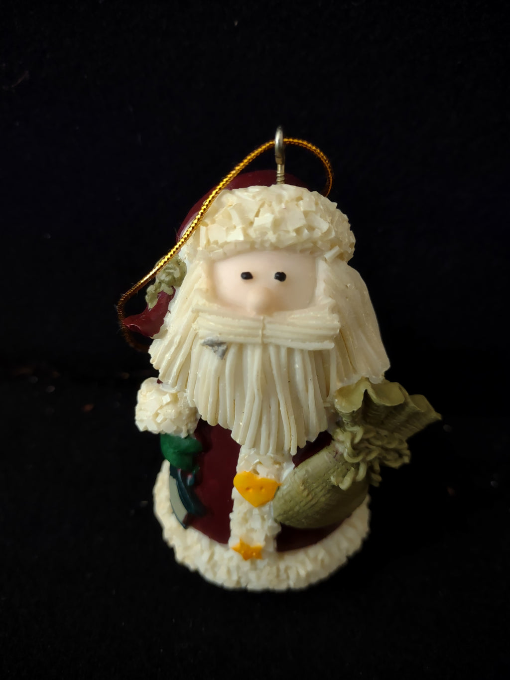 Vintage Felt Santa Snowmen Box 2 Snowmen 2 Angels 1 Santa Ornaments (Lot3707