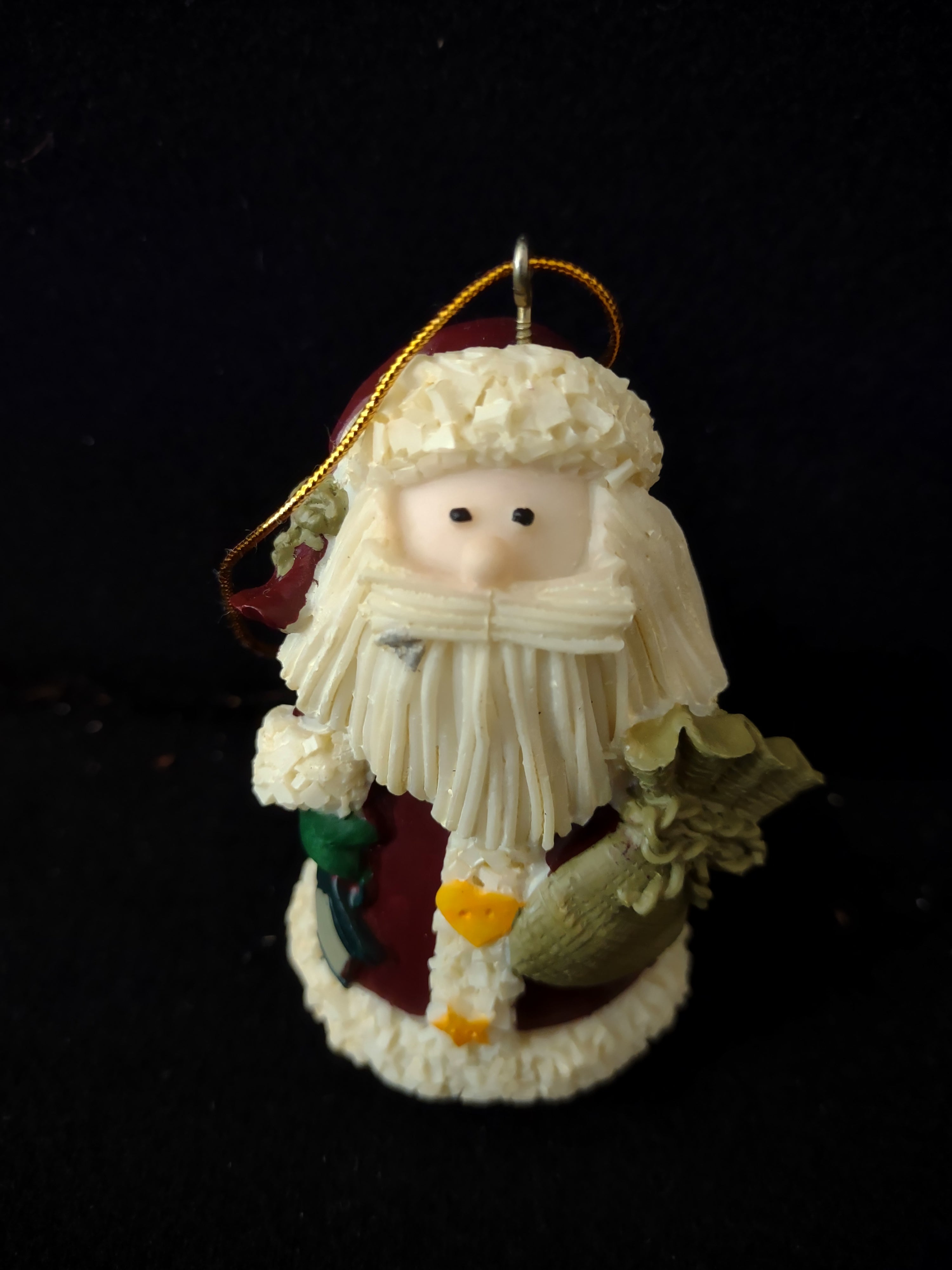 Vintage Felt Santa Snowmen Box 2 Snowmen 2 Angels 1 Santa Ornaments (Lot3707