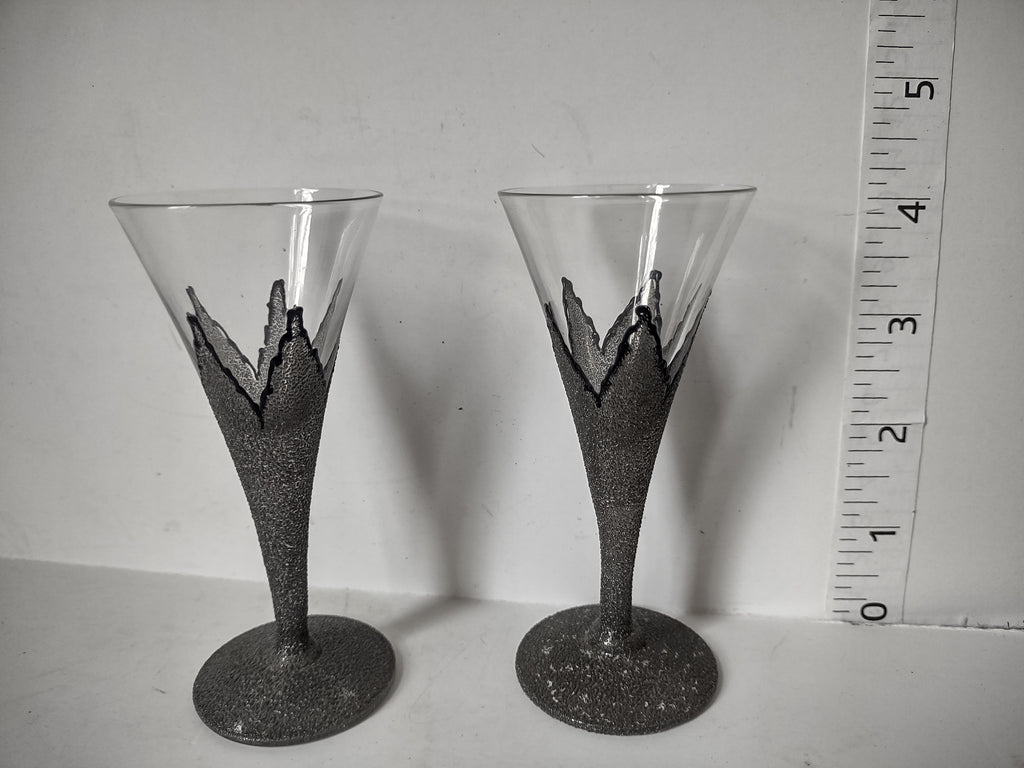 Set of 2 SMALL Martini Glass Vintage MCM 4" (lot 2746)