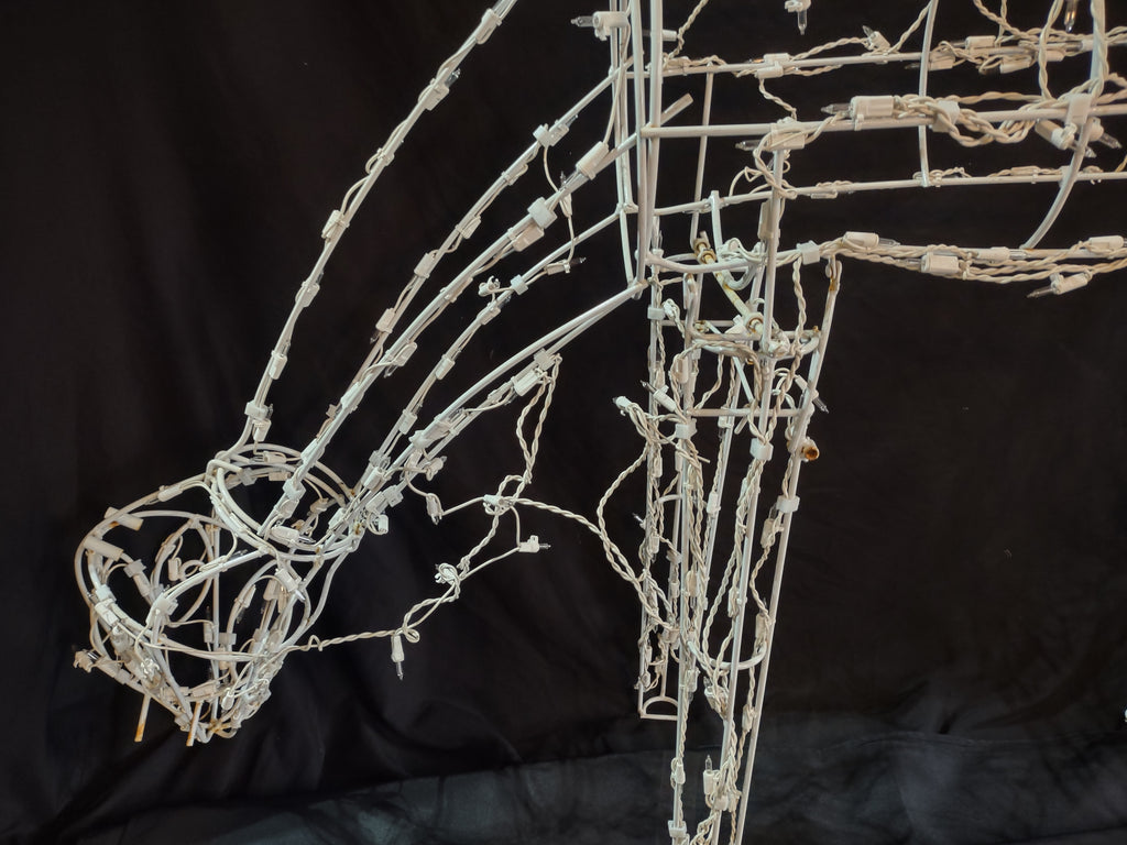 Vintage Christmas White Wire Deer Doe 34" Tall Large IMPERFECT (lot 2413)