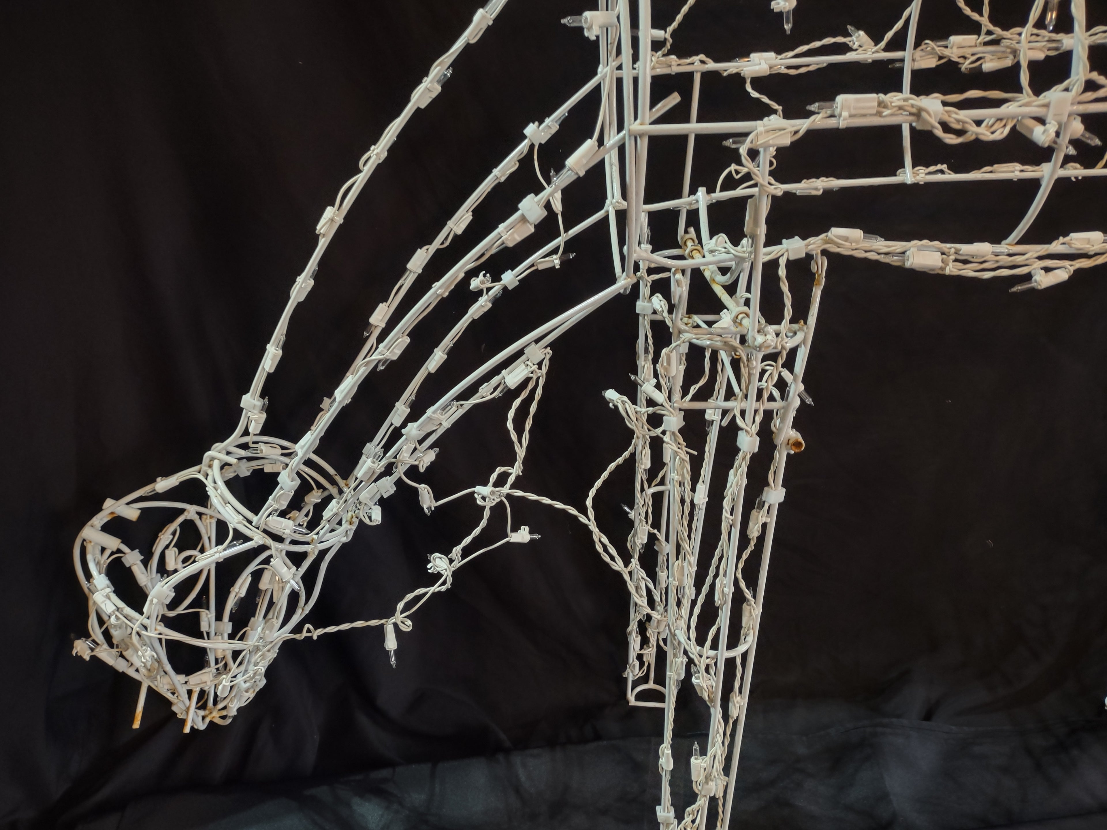 Vintage Christmas White Wire Deer Doe 34" Tall Large IMPERFECT (lot 2413)
