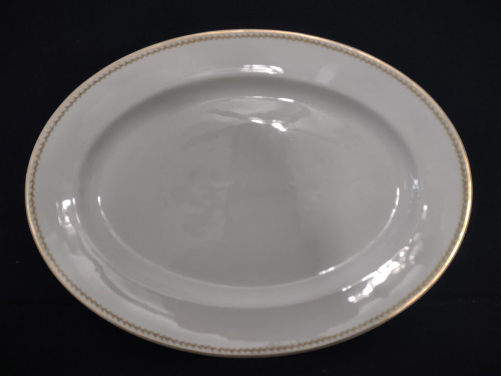 Noritake Yellow Laurel Band Oval Serving Plate S 792A Dish Gold Trim (lot 327)