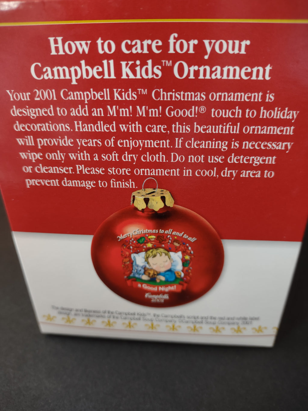 Vintage Christmas 2001 Red Campbells Collector Ornament (Lot 4697)