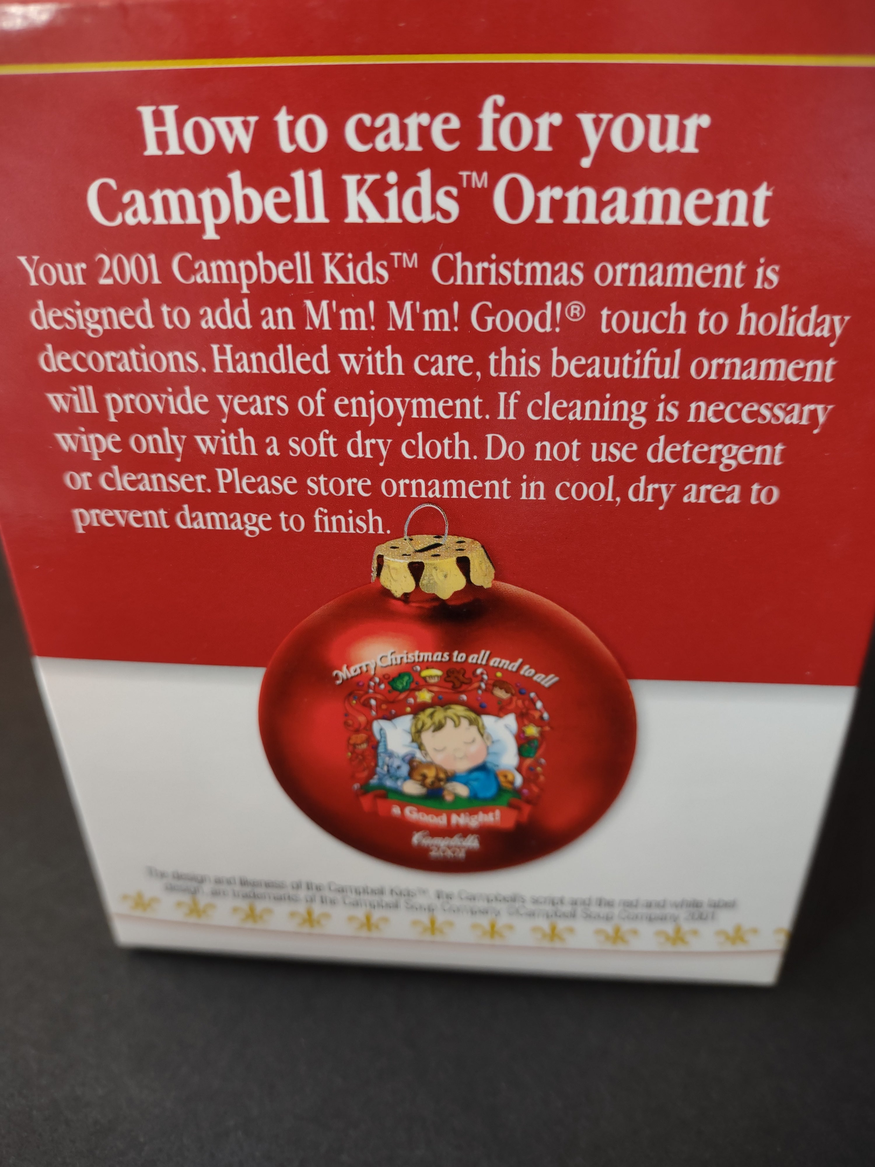 Vintage Christmas 2001 Red Campbells Collector Ornament (Lot 4697)