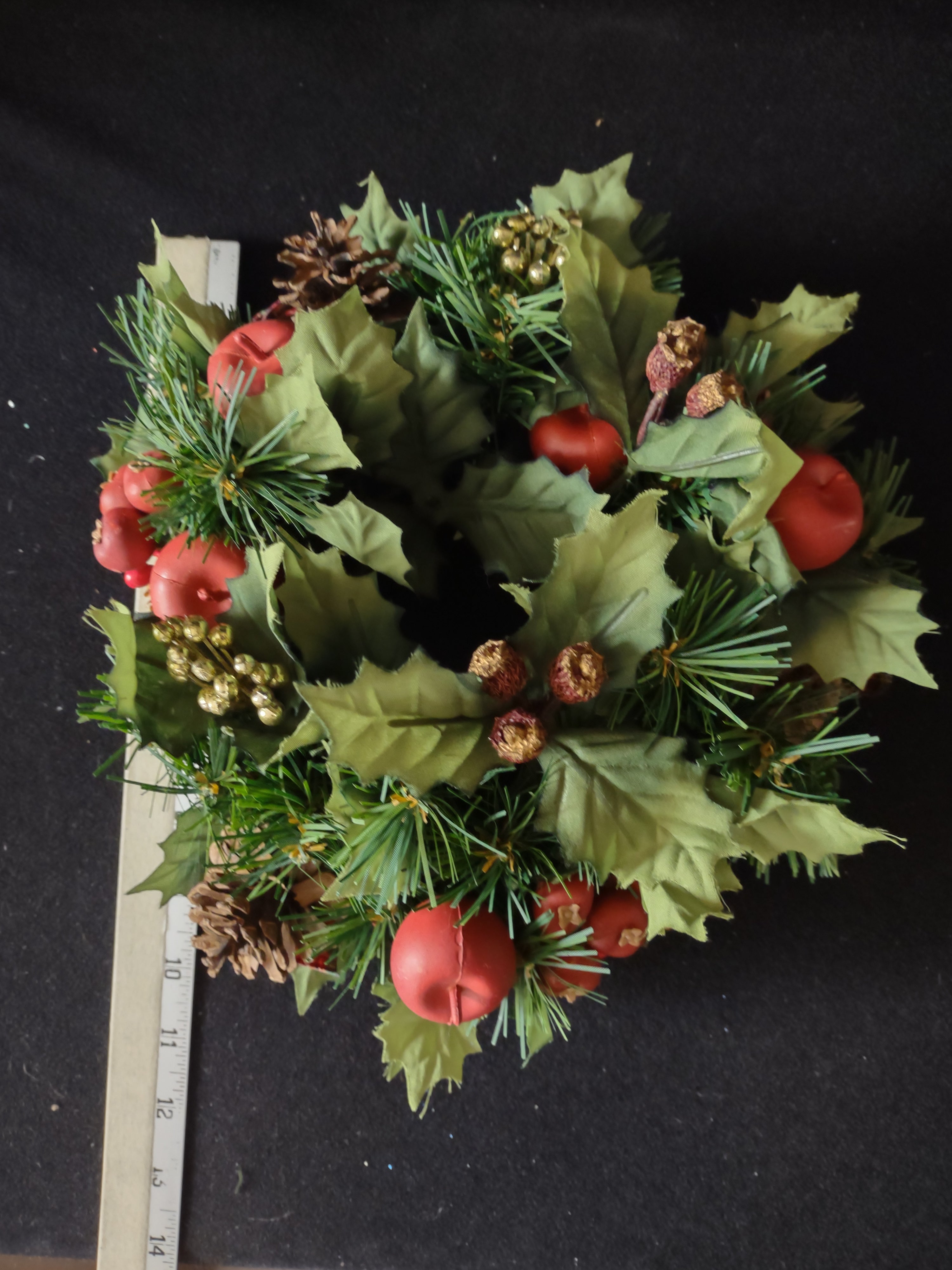 Vintage Christmas 10" Candle Ring Fruit Pinecone 3" Opening (Lot 4773)