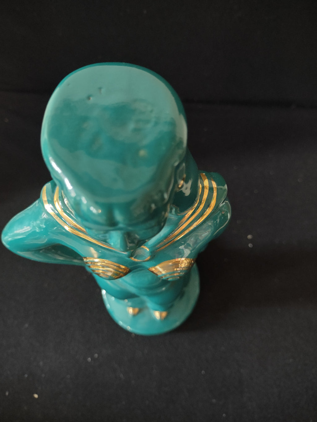 Vintage Ceramic Eastern Style Figurine Man Woman Turquoise Gold Accent (Lot 3737