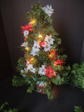Vintage Artificial Christmas Poinsettia Light Up Tree Wreath Garland (lot 1229)