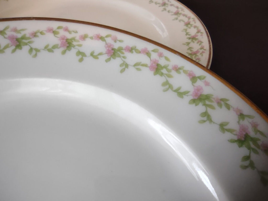 GDA Limoges France 4 x Salad Plate Gold Trim Pink Rose Garland (lot 553)