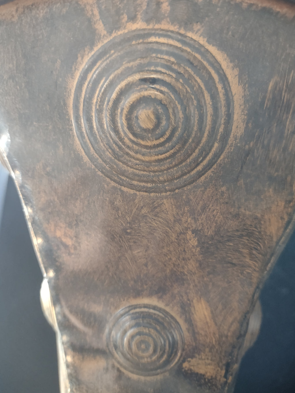 Primitive Rustic Decorative Metal Vase Embossed Circles Brown (Lot 4611)