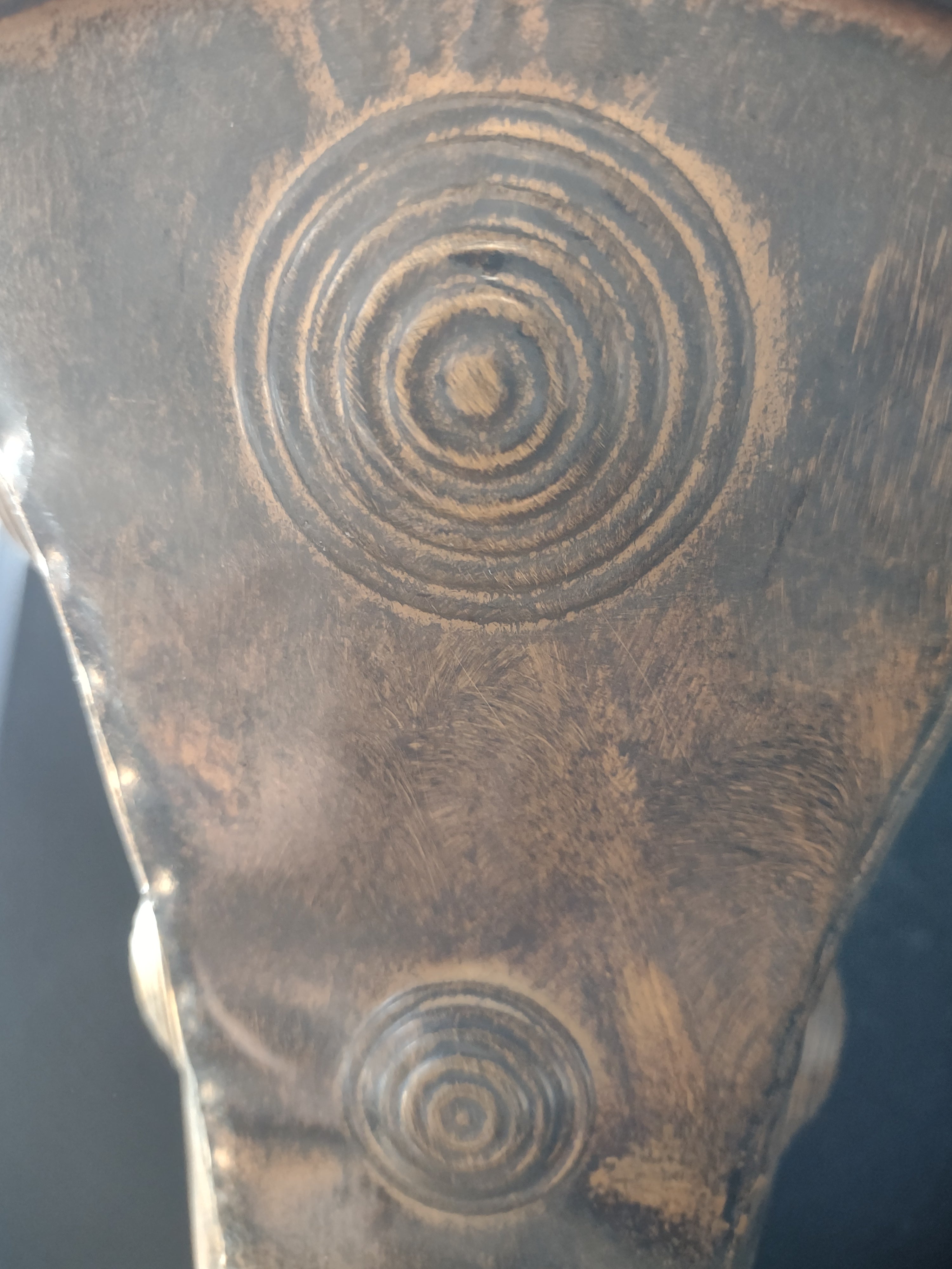 Primitive Rustic Decorative Metal Vase Embossed Circles Brown (Lot 4611)