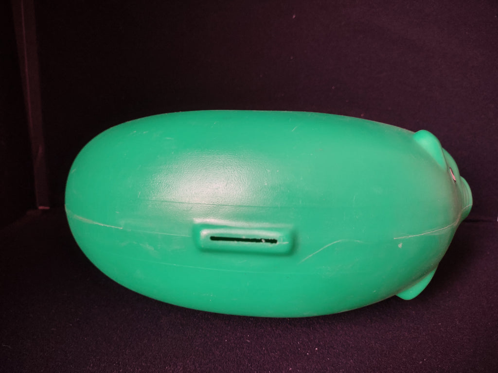 Vintage Blow Mold Green Pig Coin Piggy Bank Holds $800 Worth Quarters (lot 2677c