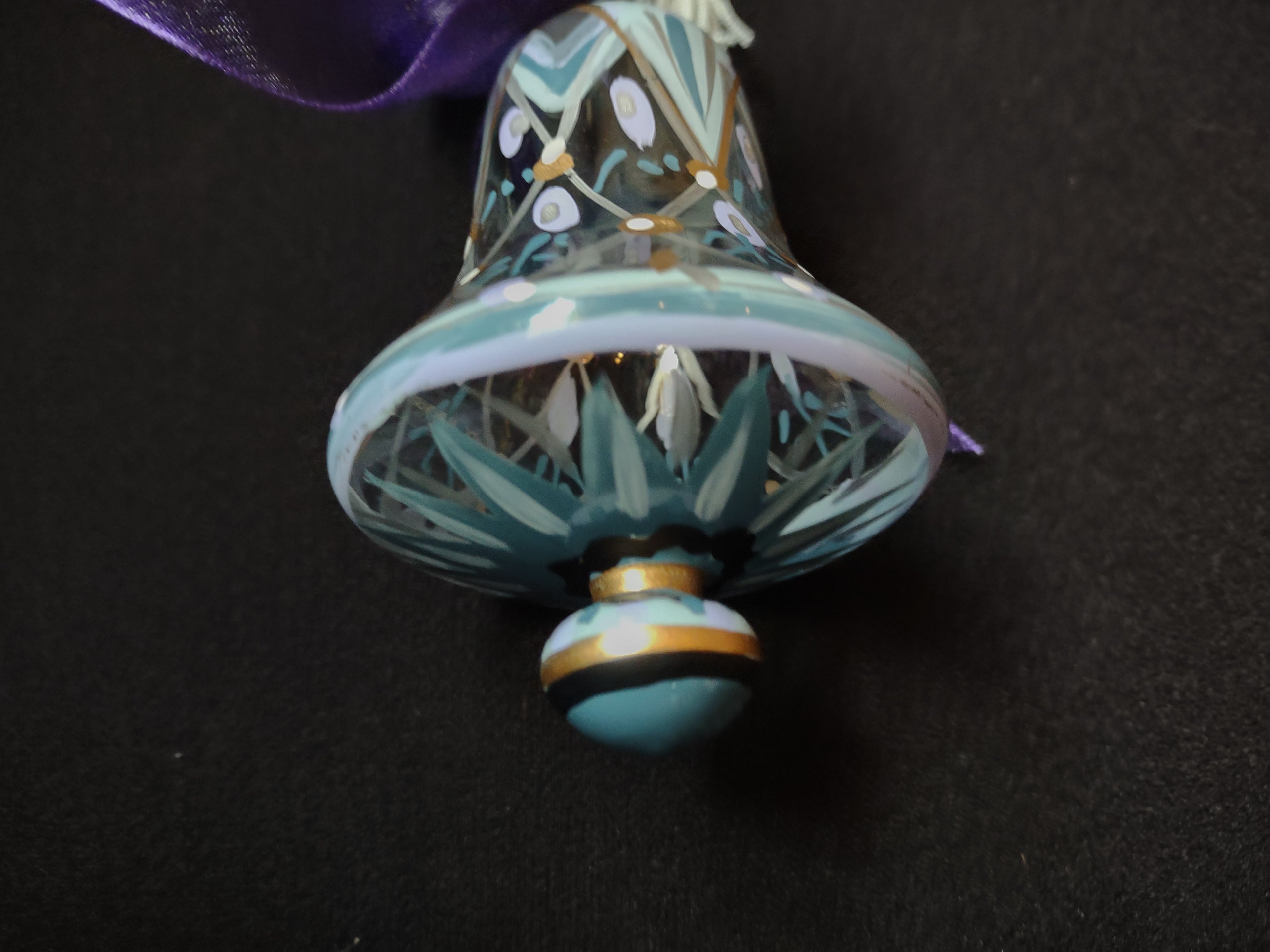 Set of 2 Hand Painted Gems Ornaments Christmas Lenox Green Purple (lot 1634)