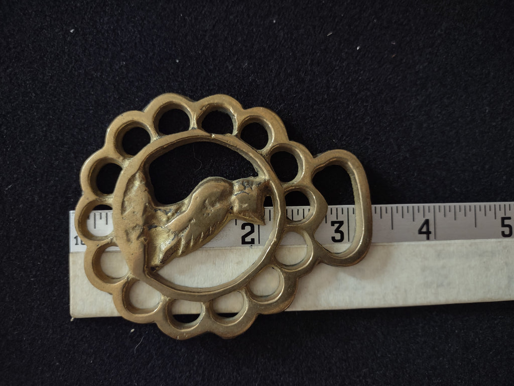 Vintage Brass Horse Harness Medalion Owl (lot 2986c)