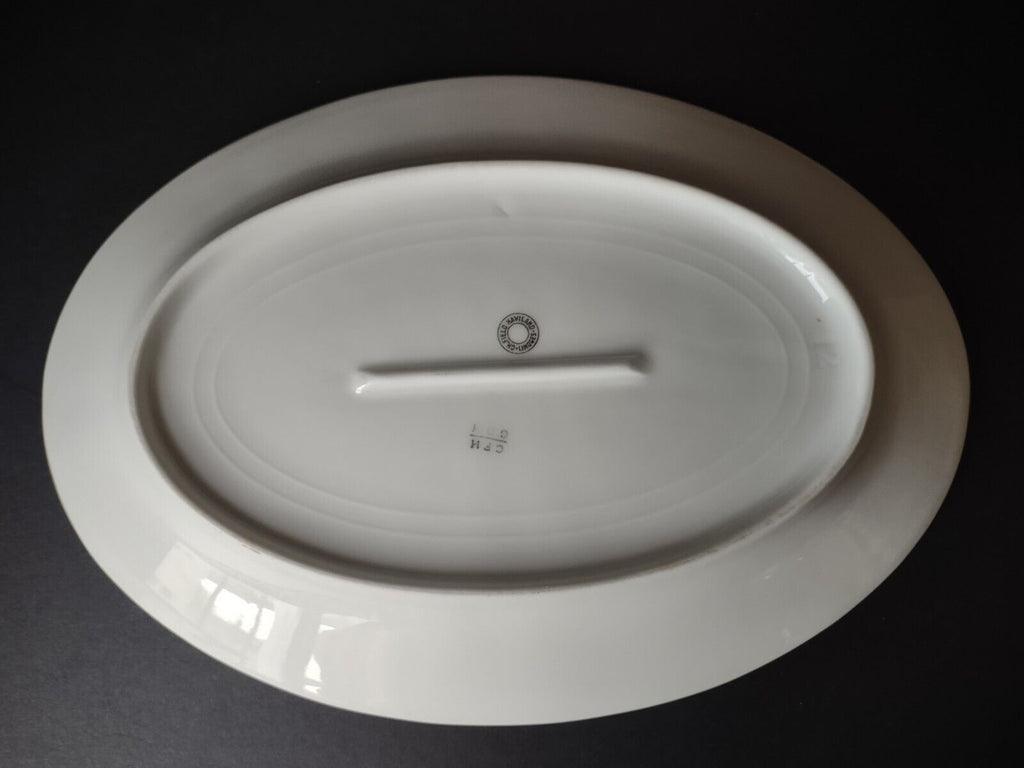 Haviland Limoges CFH/GDM Turkey Serving Platter 14-1/4" Blue Flower (lot 344)