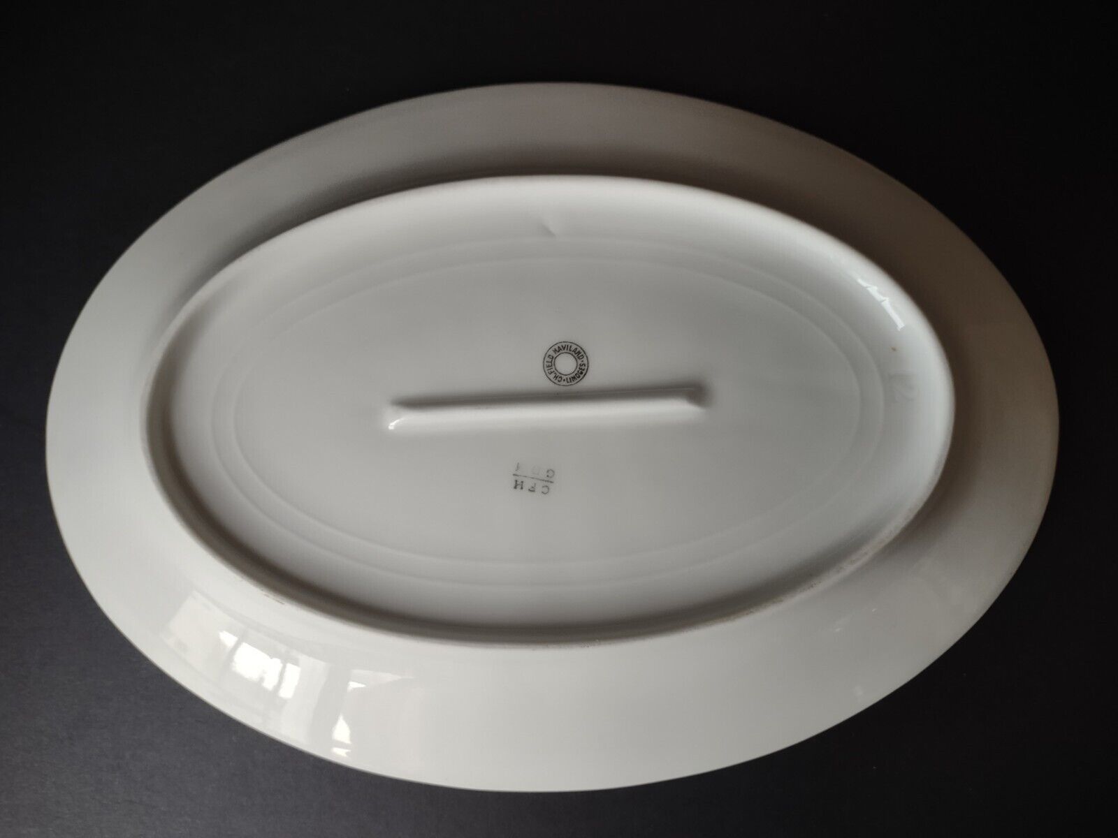 Haviland Limoges CFH/GDM Turkey Serving Platter 14-1/4" Blue Flower (lot 344)