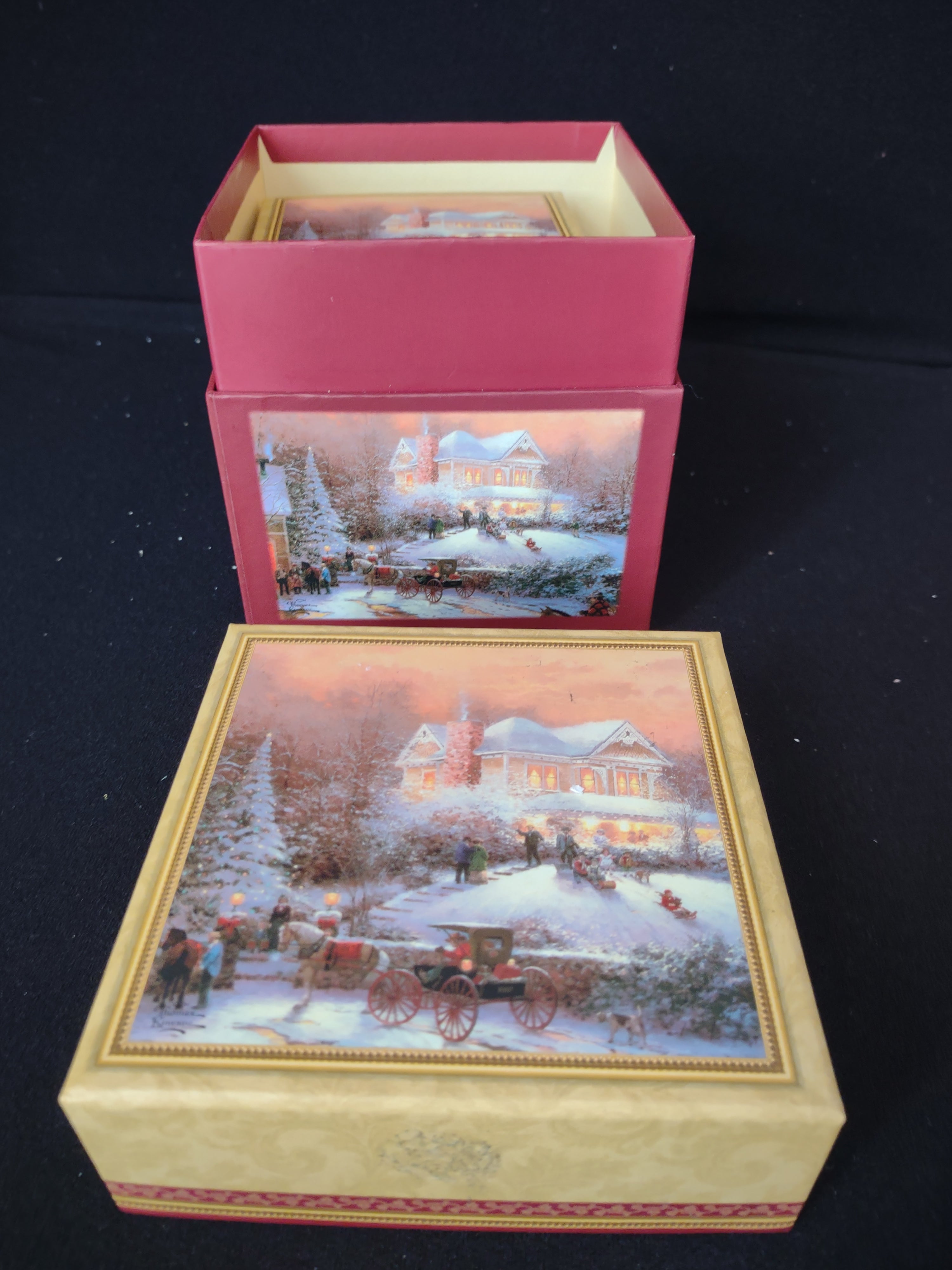 Christmas Thomas Kinkade Painter of Light Set of 3 Gift Boxes (lot 2372)