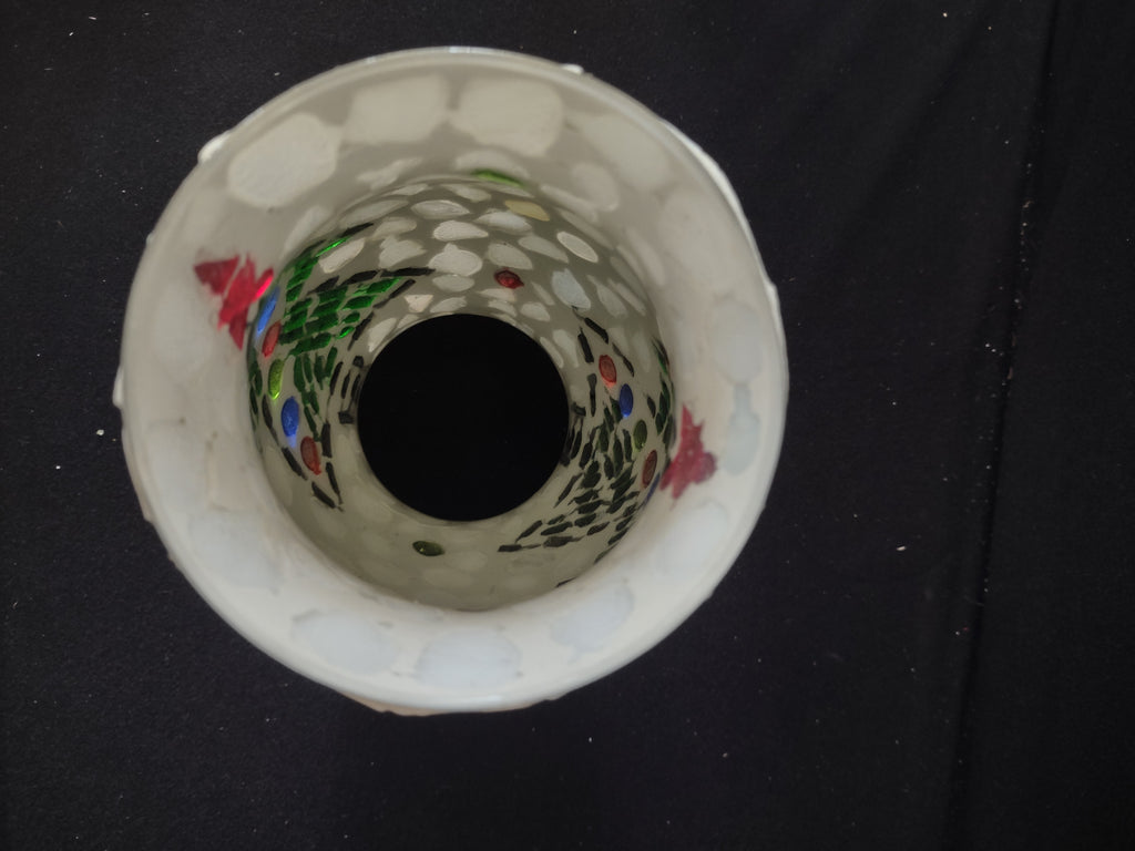 Vintage Mosaic Christmas Tree Hurricane Candle Holder (Lot 3729)