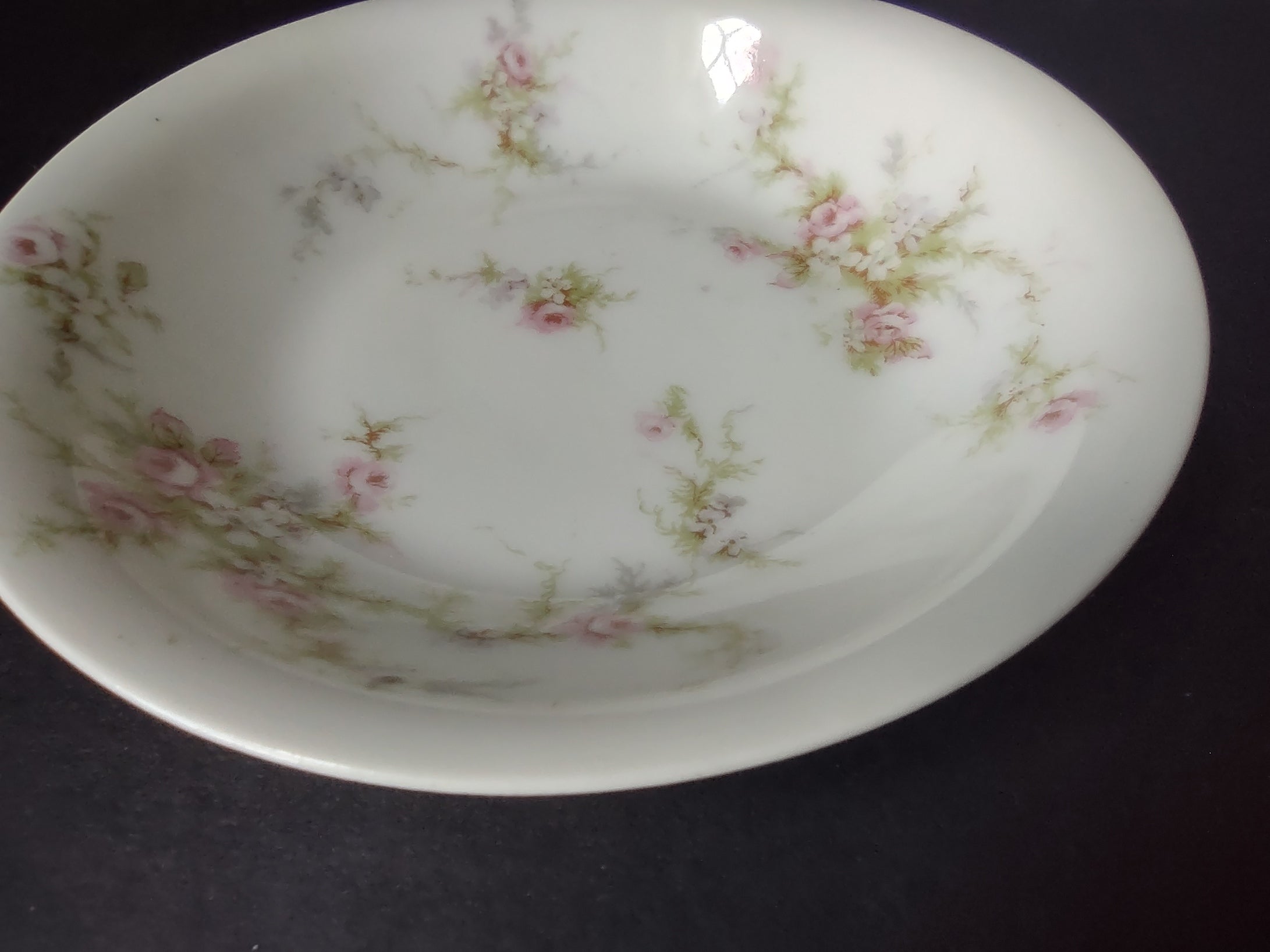 Haviland Limoges 4 x Small Cranberry Bowl 5" White Purple Flower Moss (lot 899)