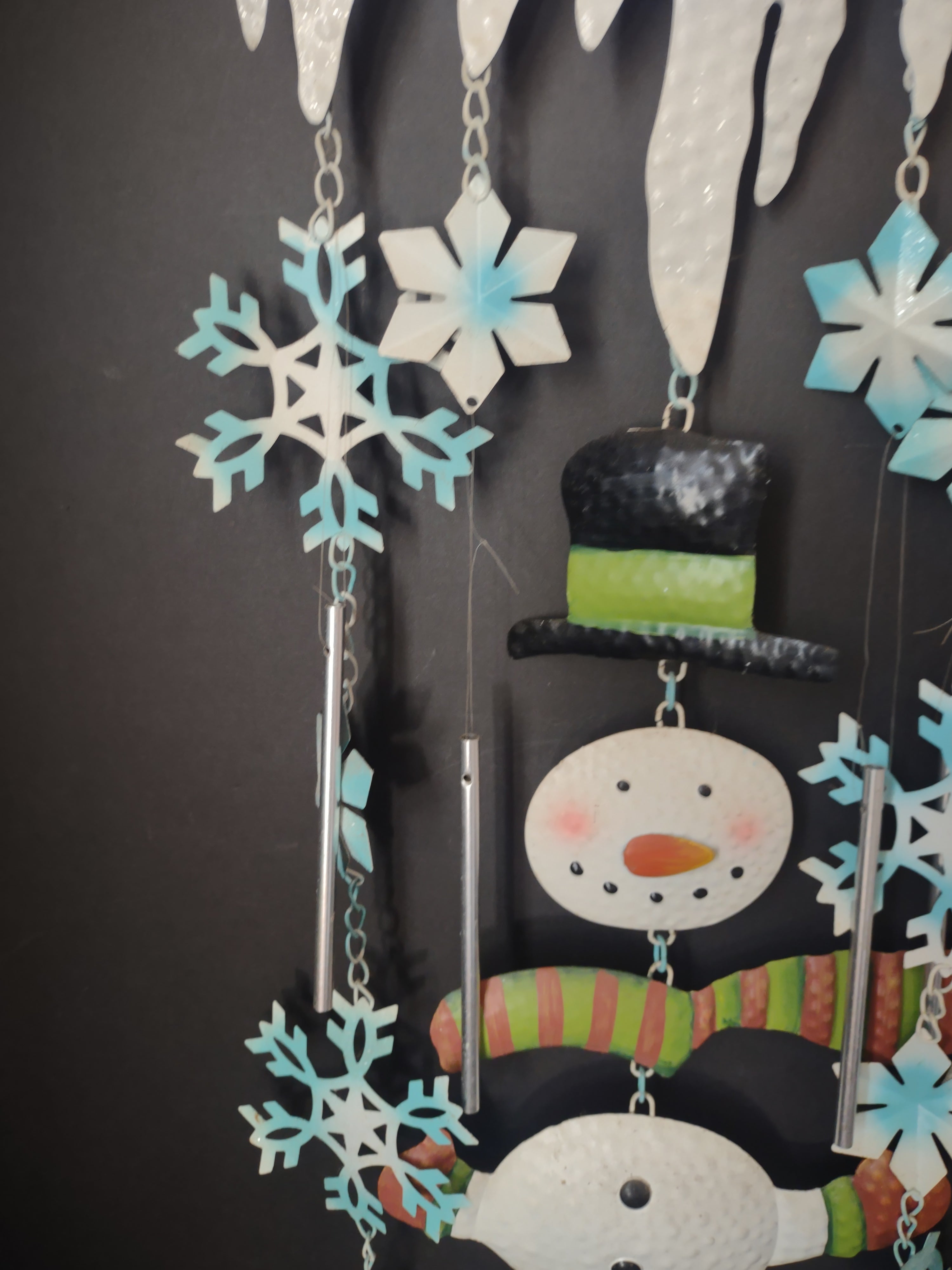 Christmas Winter Windchime Snowman 32" Snowflake (lot 3070j)