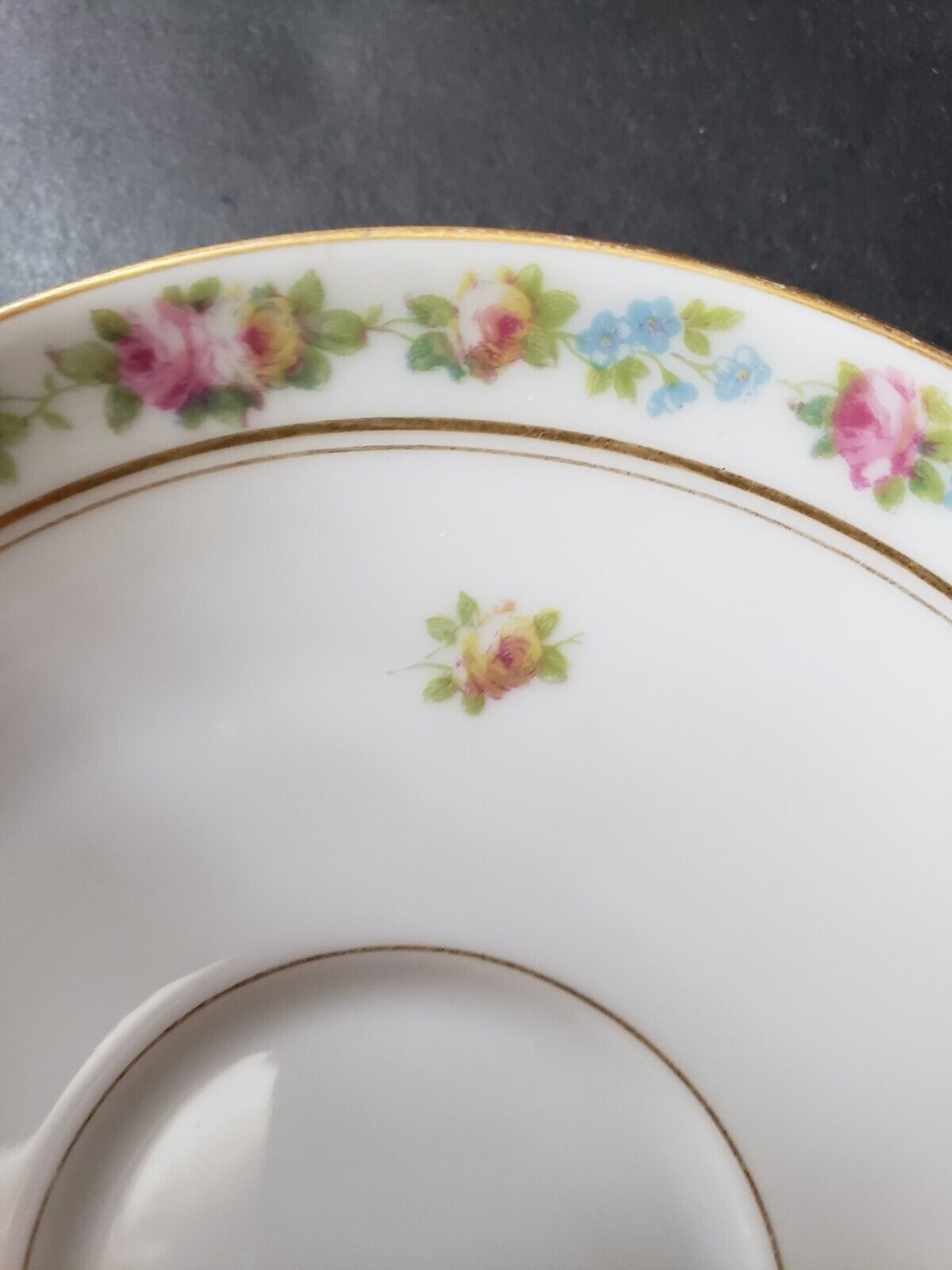 Depose Ahrenfeldt Limoges Reizenstein Saucer Pink Yellow Rose Gold Trim lot 616