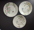 Haviland Limoges France 3 x Dessert 7-3/4" Gold Trim Flower Butterfly (lot 624)