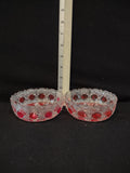 Vintage Glass Candy Condiment Star Bowl Red Geometric Pattern x 2 (Lot 5340)