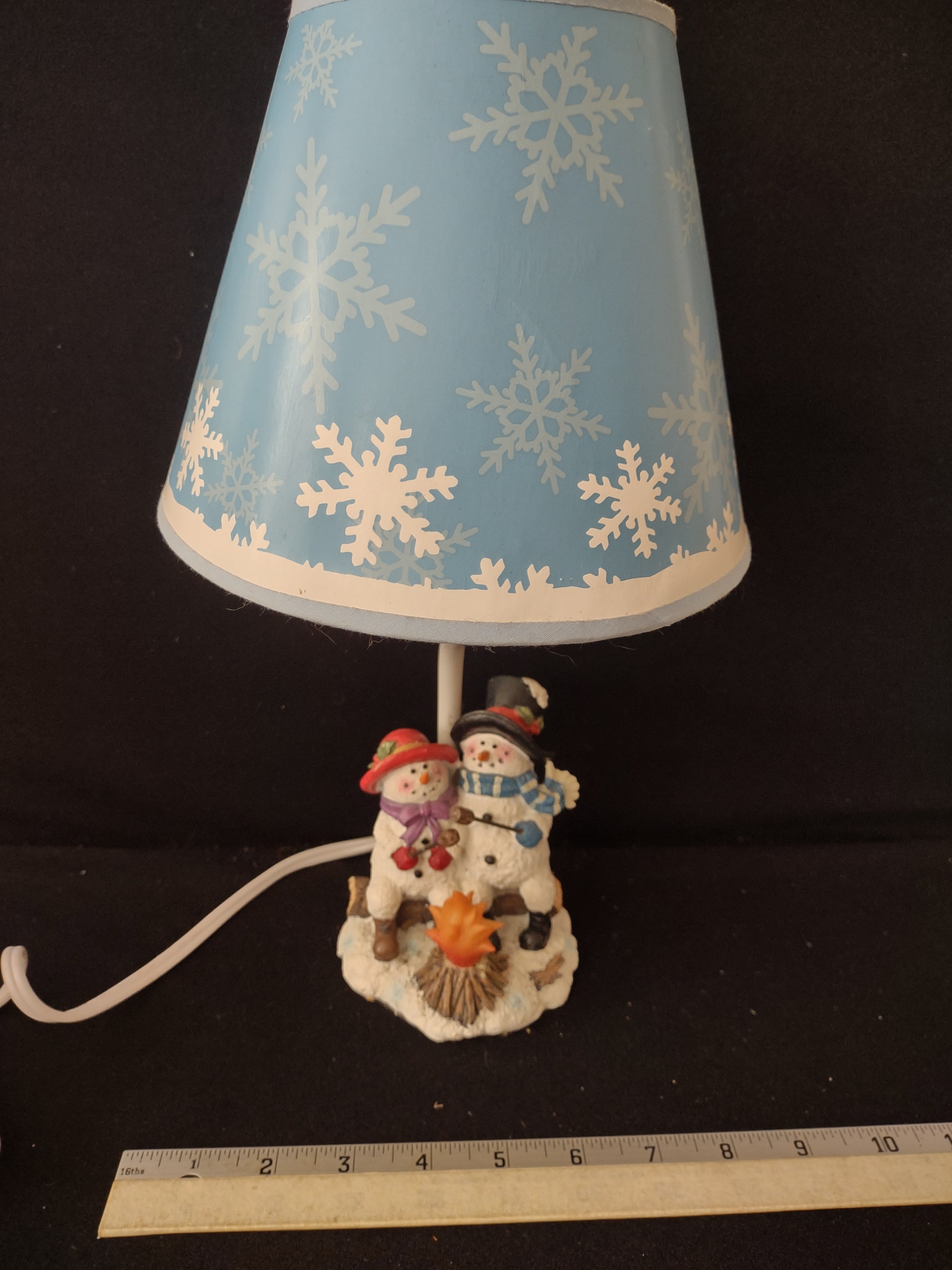 Vintage Christmas Winter Snowman Marshmallows Lamp Snowflake Shade (Lot 3735)