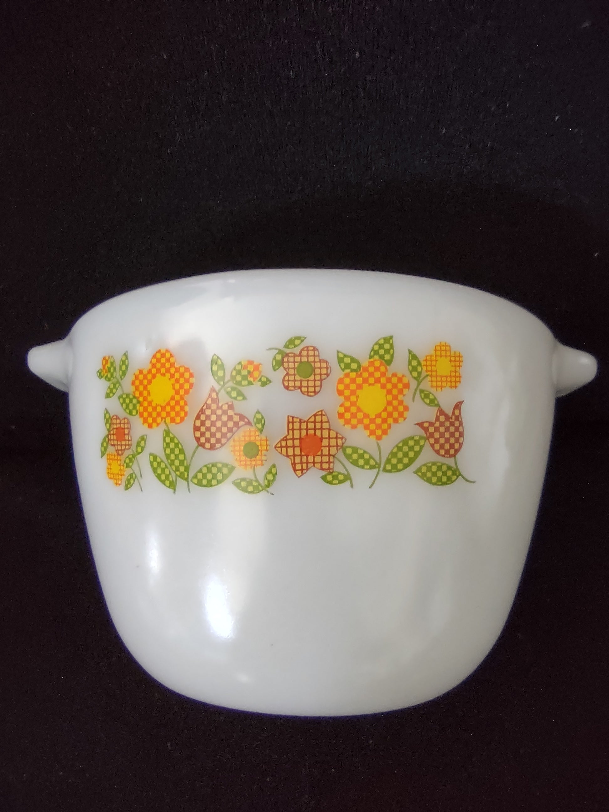 Vintage Fire King Cinderella Mixing Bowl Gingham Garden Floral (Lot 5313)