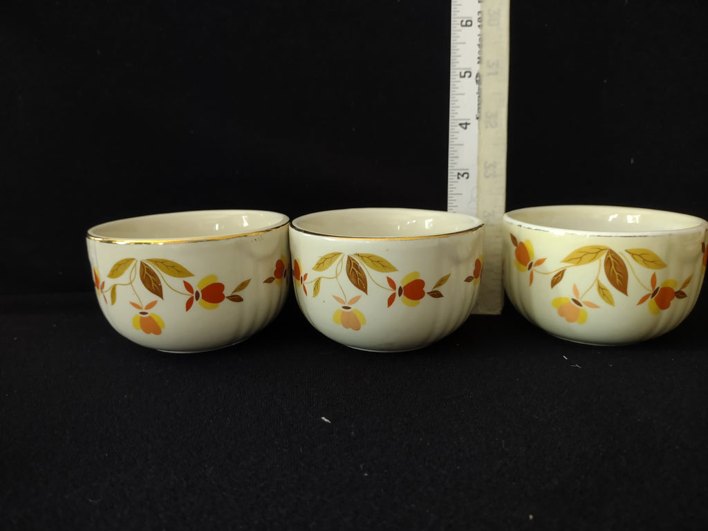 Vintage Halls Superior Autumn Leaf Jewel Tea Custard Cup/Small Bowl X 3 (Lot 2897)