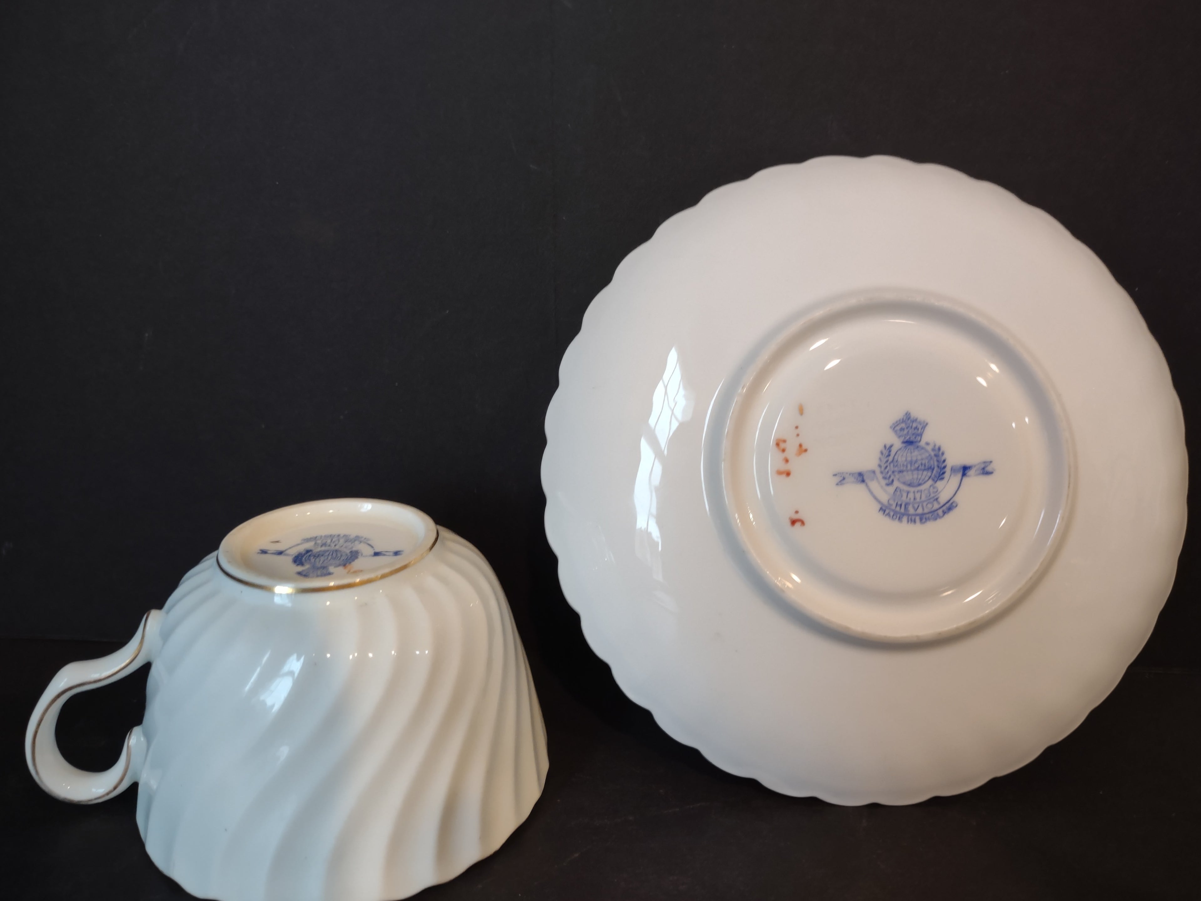 Vintage Minton England Bone China Cheviot Blue Tea Cup Saucer (lot 5440)