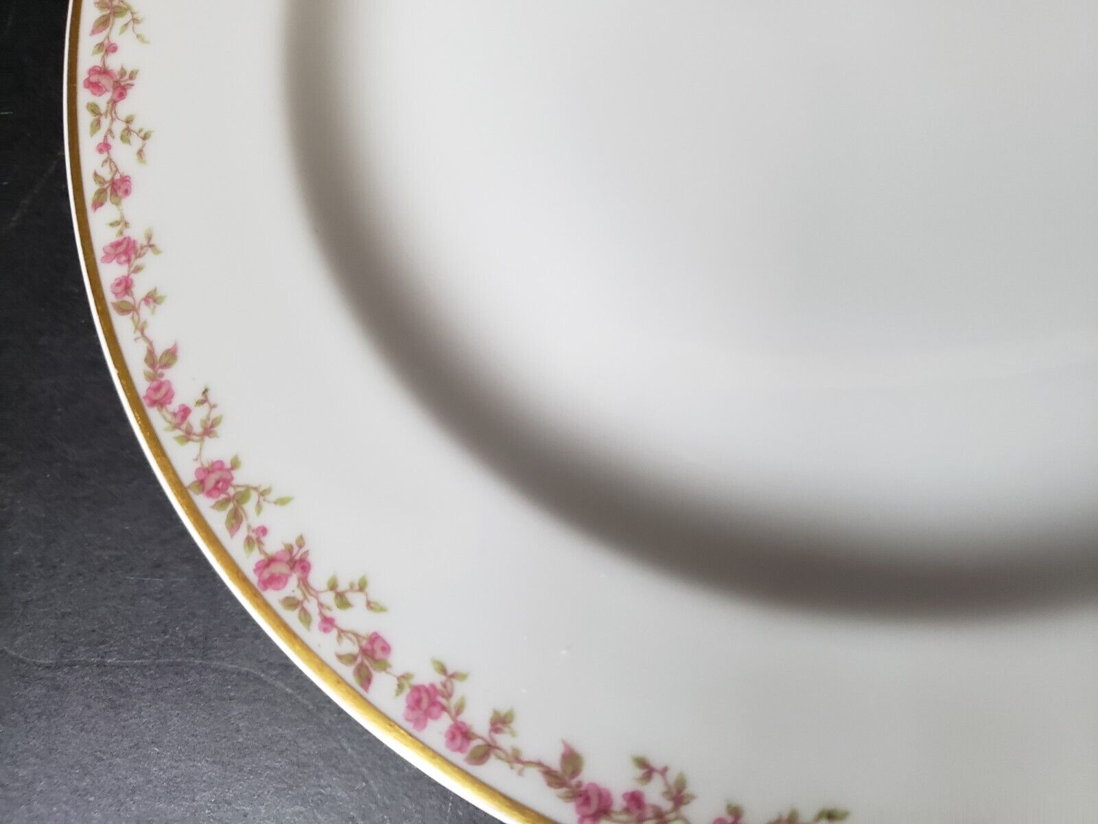 Haviland Limoges France Salad Plate Gold Trim Pink Rose Garland (lot 569)